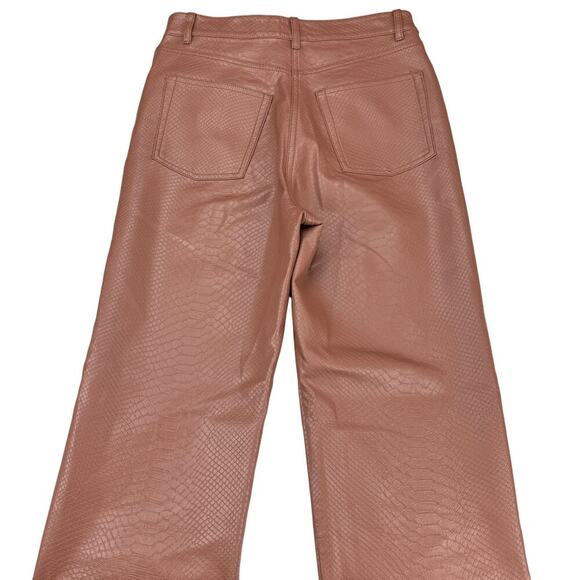 WILFRED Aritzia The Melina High Waisted Leather Python Pant Sz 4 Cognac - Picture 6 of 6